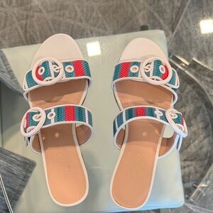 Kate Spade White Sandals with Multicolor Straps
